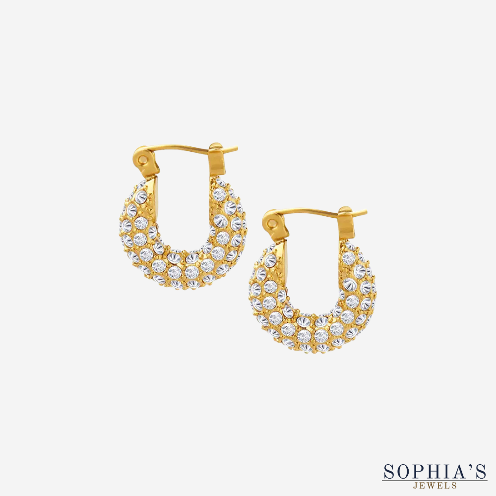 Retro Bling CZ Hoop Earrings | 18K Gold – SOPHIA'S JEWELS